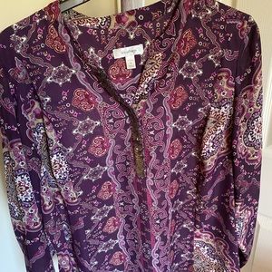 Dress Barn Sheer purple blouse with design size 2X